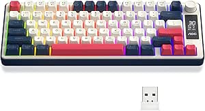 AOC GK280 Teclado sem fio 70 Bluetooth Trimodo 24 GHzUSBC Teclado Gamer RGB LED Rainbow Ideal para Jogos e Digitao Ergonmico Bateria Recarregvel