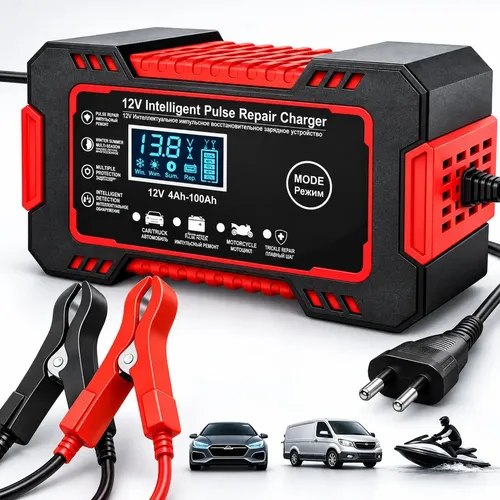 Carregador Inteligente De Bateria Automotiva 12v 6a Bivolt Recupera Baterias 4ah A 100ah Todos Veículos Moto Carro Caminhão Barco Woosh