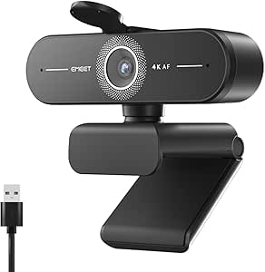 EMEET C60E 4K Webcam para PC - foco automático PDAF, microfones duplos com cancelamento de ruído, FOV de 73 , correção automática de luz, USB Plug&Pla