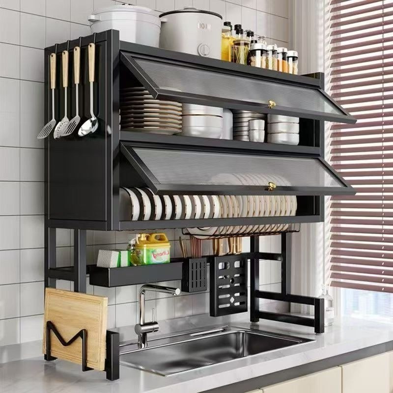 Escorredor De Louça 105cm Cozinha Suspensa Modula Pia Rack Organizador Estante poeira porta armário