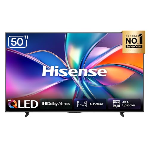 Hisense Smart TV 4K Hi-QLED 50" Polegadas 50Q6QVV Processador AI, HDR10+, HLG, Filmmaker Mode, Dolby Gaming, Dolby Atmos, MiraCast e Compatibilidade A