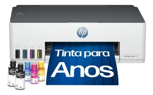Impressora HP Smart Tank 210 com Tanque de Tinta Colorida - Com Wi-Fi - USB 2.0 de alta velocidade. Func o es da impressora: Imprimir. Cor: Branco (3D