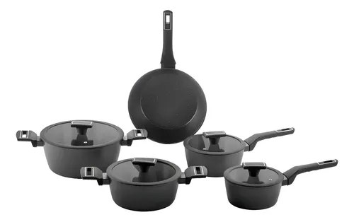 Jogo De Panelas Brinox Cerâmico 5 Pçs Carbon Ceramic Indução Cor Preto
