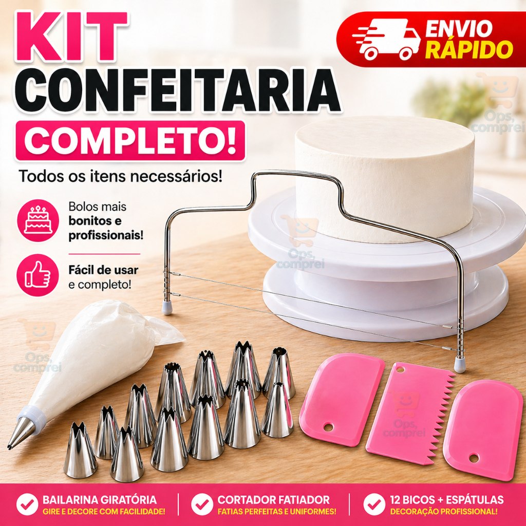 Kit Confeiteiro Completo com Bailarina Bico de Confeitaria Espatula Cozinha