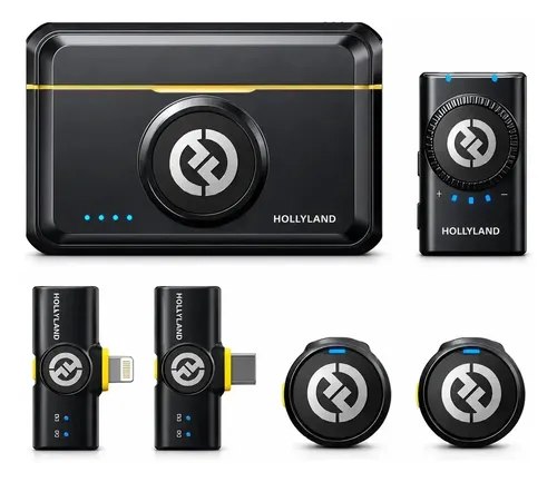 Microfone de lapela Hollyland Lark M2 Combo Preto. Sem Fio Duplo Com Cancelamento de Ruído