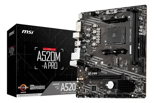 Placa-mãe Msi A520m-a Pro Am4 Matx Ddr4 Preto