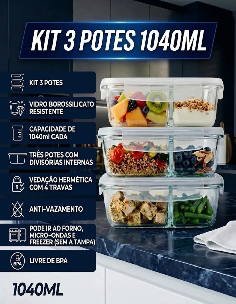 POTÃO DE VIDRO COM DIVISÓRIA