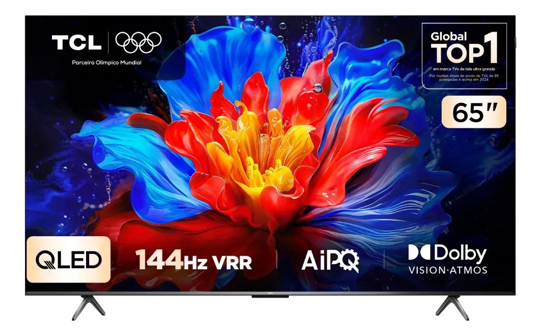 Smart TV TCL 65 Polegadas QLED 4K P8K WiFi Bluetooth Google TV 144Hz HDR10+ Dolby Atmos Vision 65P8K