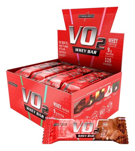 Suplemento Vo2 Whey Bar Chocolate 12 Unidades Integralmédica Chocolate