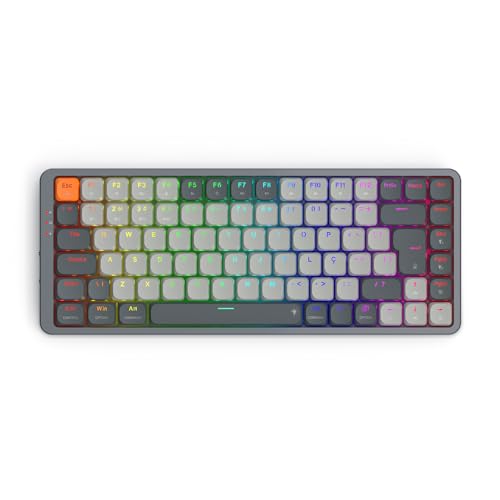 Teclado Mecânico Gamer Redragon Azure RGB Pro Preto Cinza Switch Marrom Sem Fio Bluetooth K652GG-RGB-PRO