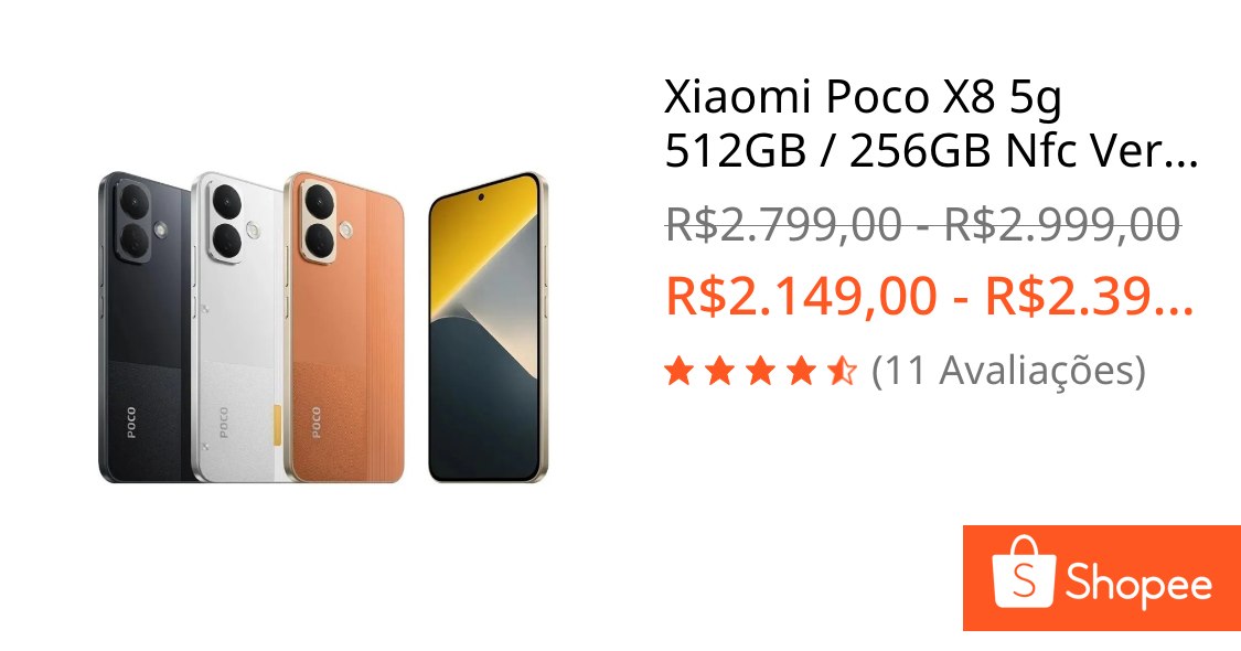 Xiaomi Poco X8 5g 512GB / 256GB Nfc Versão Global Original Envio Imediato